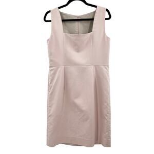 Akris Blush Pink Square Neck Sheath Dress Baumwolie Cotton Silk Classic